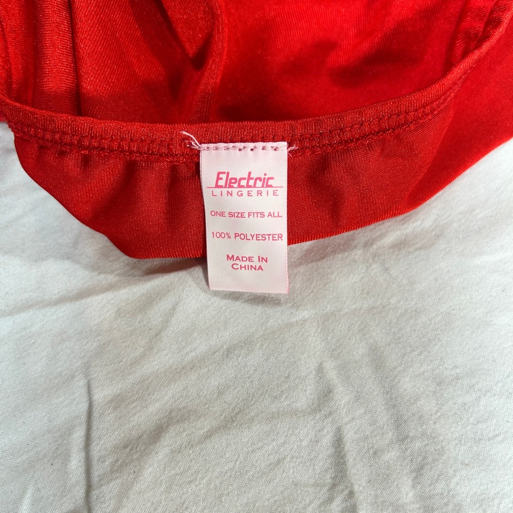 Electric Lingerie Vintage Y2K Red Asymmetrical Ruffle Hem Night Gown Slip OSFA - Picture 8 of 10